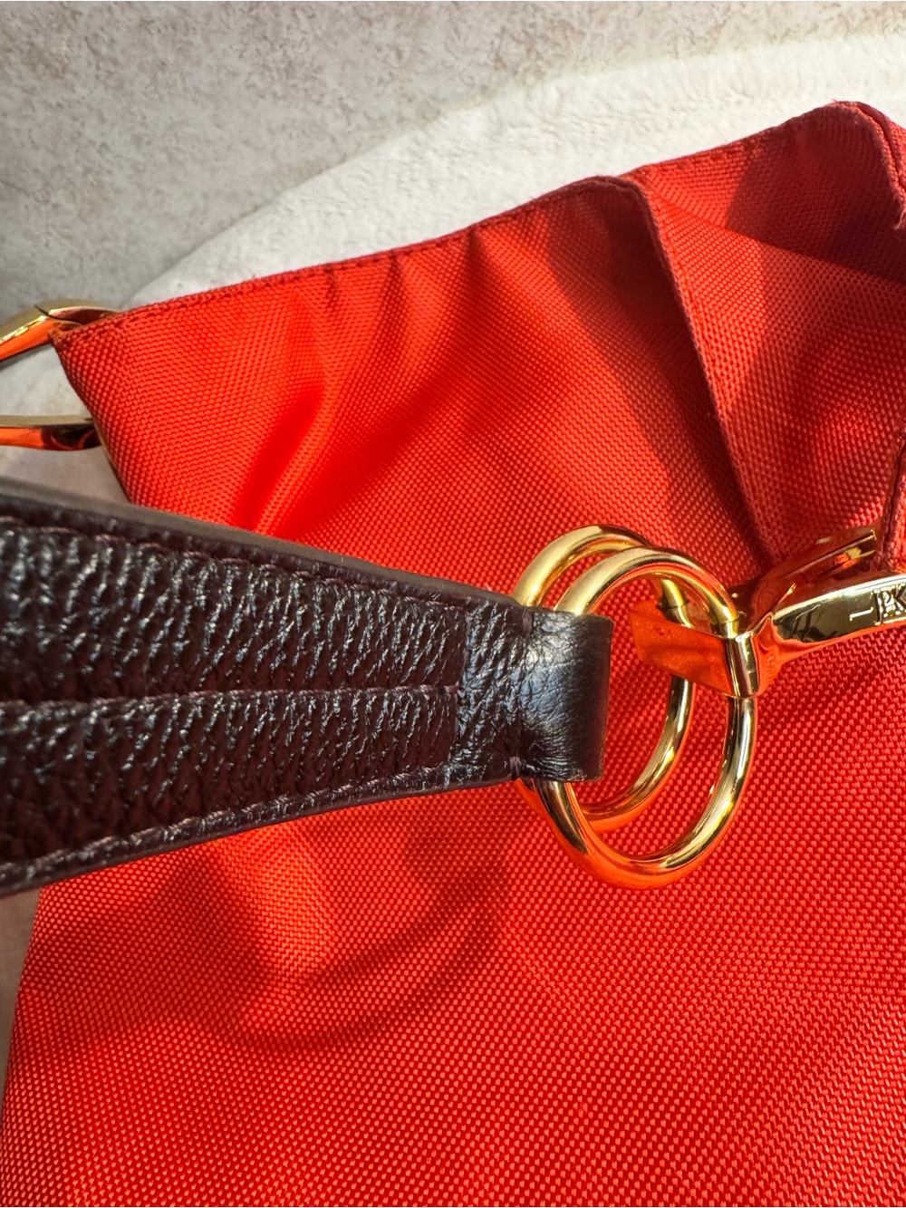 JPK Paris Salmon/ Orange Shoulder Tote Bag with leather Handle. - Picture 12 of 13